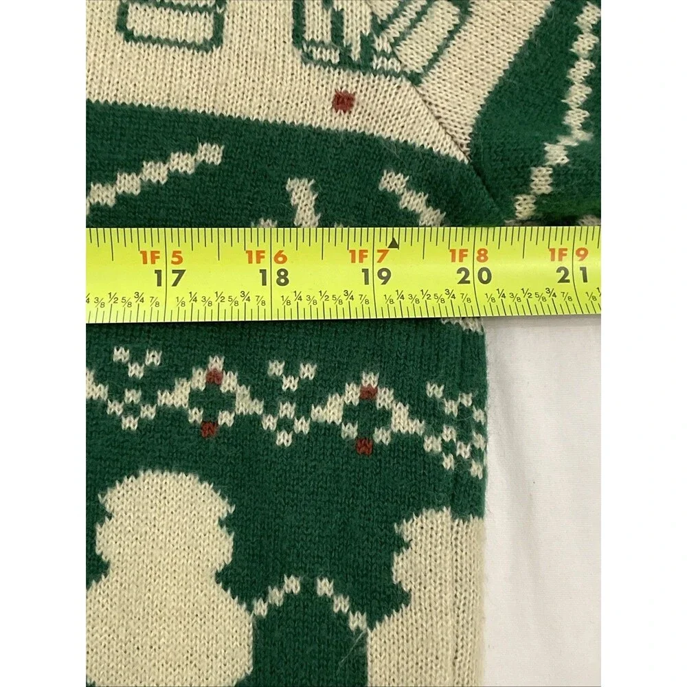 Jameson Festive Holiday Crew Neck Green Fair Isle Christmas Jumper Sweater Small
